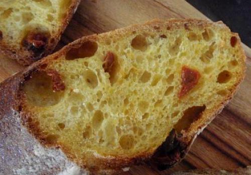 (40a) crumb of Chilies, Sundried Tomatos &amp; Butternut Pumpkin Sourdough Baguette